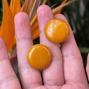 1950s Butterscotch color bakelite or lucite clip on earrings